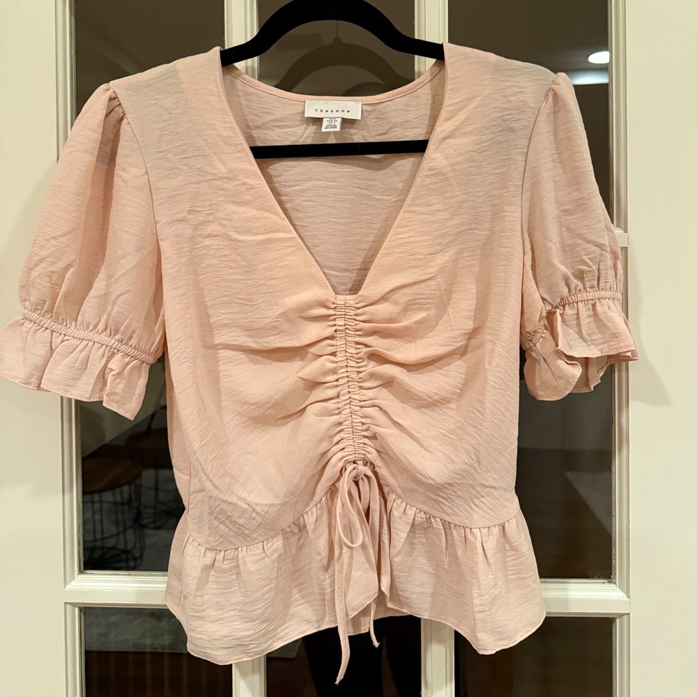 Topshop Ruched Top in Blush Pink - Size US 4